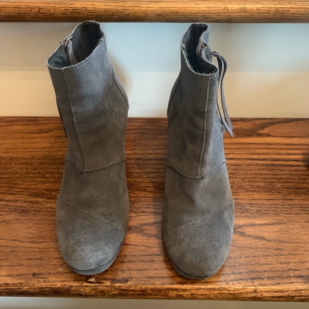 Toms wedge gray booties